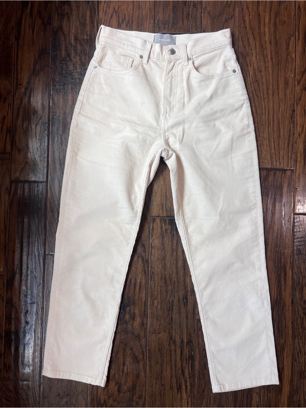 Everlane Cream Baby Cord Cheeky Crop Straight Leg Pants Size 27 High Rise